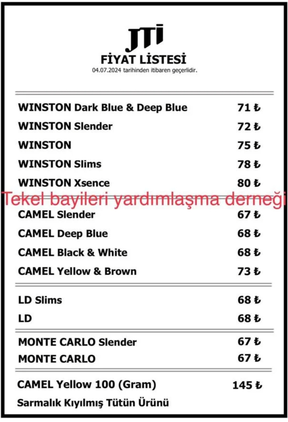 JTI SİGARA GRUBU GÜNCEL ZAM
